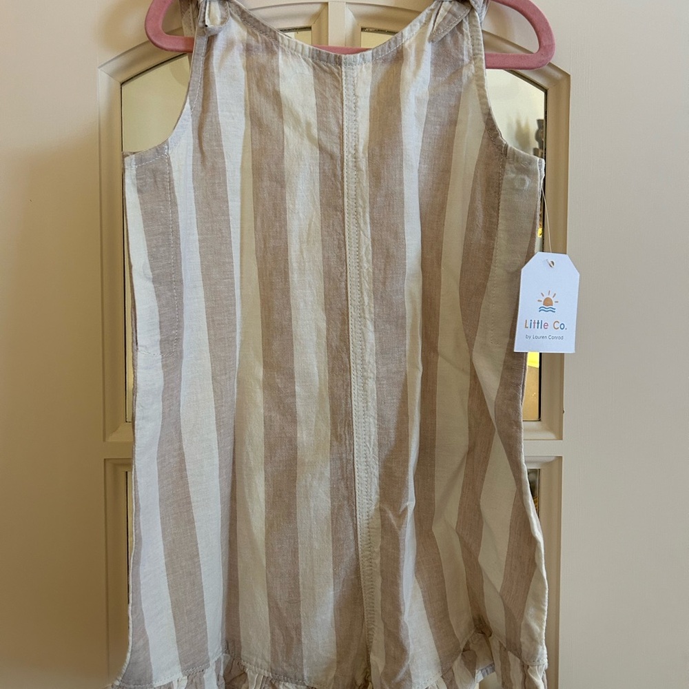 Little Co. Kids Casual Striped Romper - Beige and White